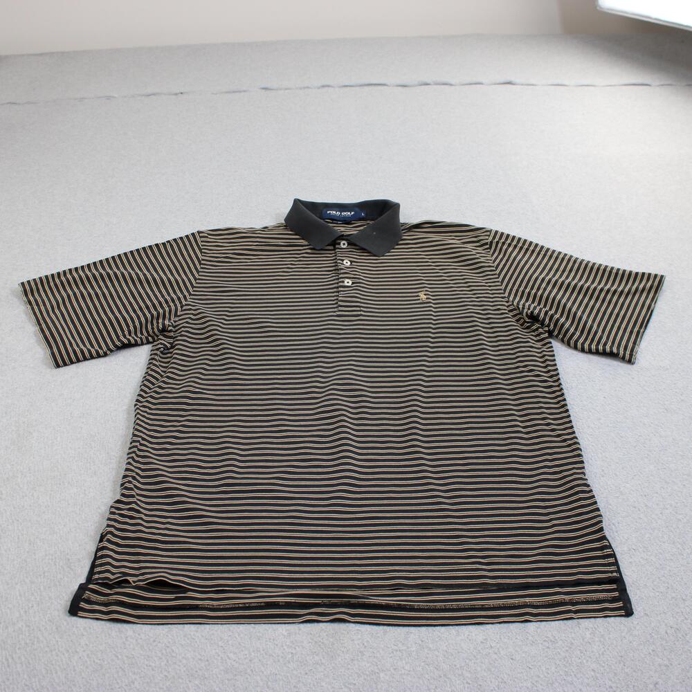 Polo Golf Ralph Lauren Polo Shirt Mens Large Black Striped Pima Cotton Heritage